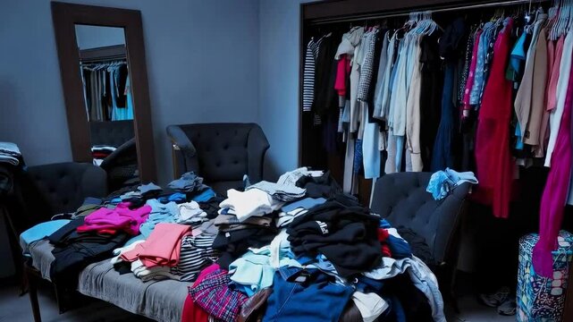 Messy room with clothes