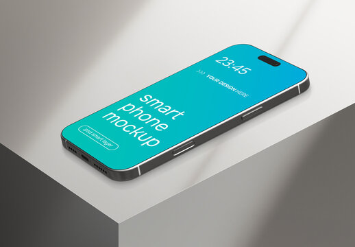 iPhone on black modern table mockup