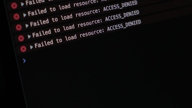 access denied messages repeating in browser console while debugging resource loading errors on dark interface screen