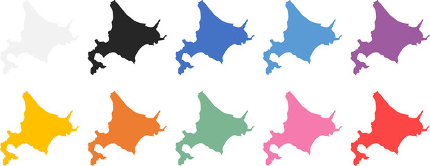 日本地図のグラフィック素材イラスト（北海道）