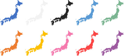 日本地図のグラフィック素材イラスト