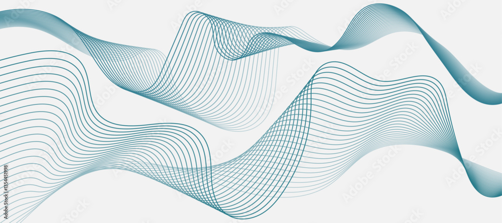 Poster abstract smooth wave on a white background. dynamic sound wave flowing wave lines. digital frequency