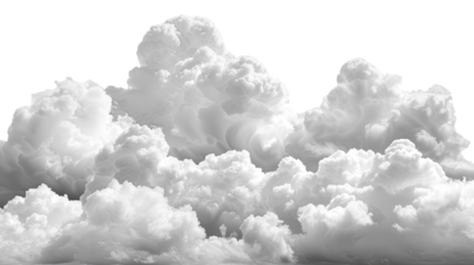 Skyward Symphony: A serene monochrome capture of billowing clouds, their forms creating an ethereal landscape of soft, textured formations that captivate the eye.