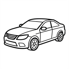 Streamlined Ride: A monochrome illustration of a sleek sedan car, symbolizing modern travel and transportation.