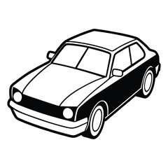 Fototapeta premium Classic Car Illustration: Clean lines and a classic aesthetic define a black-and-white illustration of a vintage coupe, capturing the essence of timeless automotive design.