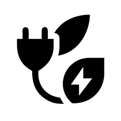 Obraz premium Save energy symbol. Energy icon with green leaf. Eco friendly, environmentally. Eco icon. Vector illustration. 