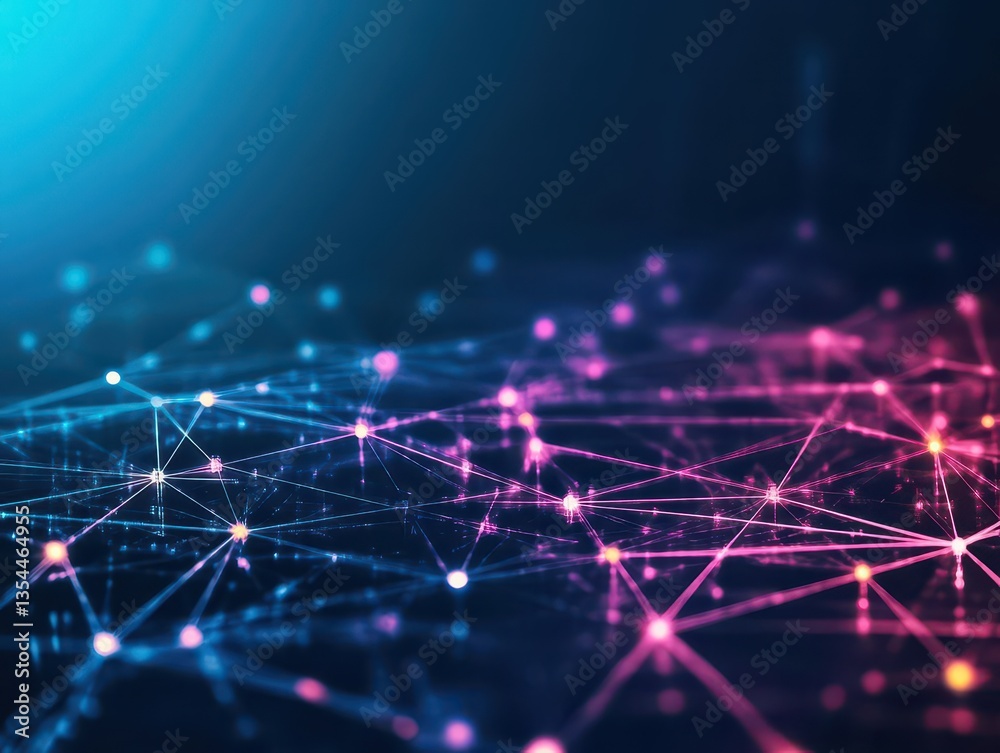 Fototapete Abstract background and geometric pattern with connecting the dots and lines Networking concept, internet connection and global communication