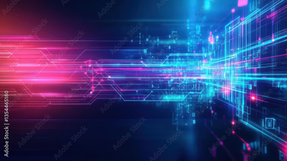 Fototapete Abstract background motion transformation of empty copy space with plexus pattern of future innovation technology digital business concept with line network for decentralize commun