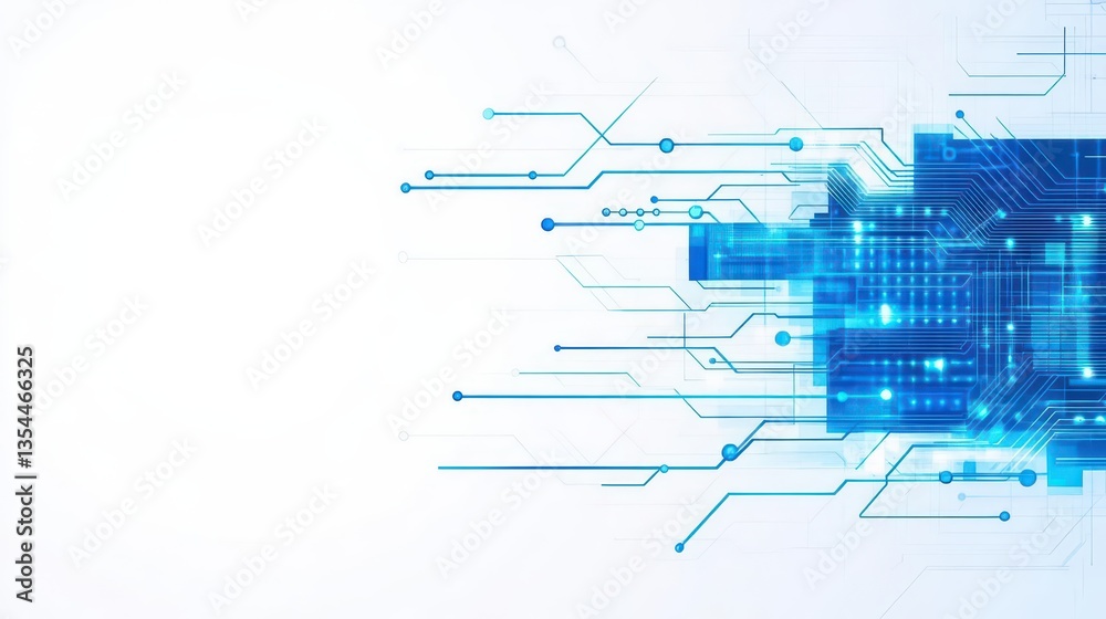 Poster abstract blue circuit lines on white background modern technology and digital connections concept