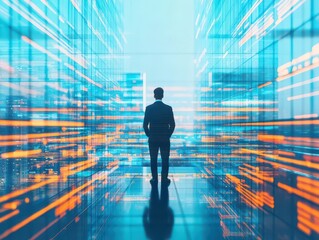abstract blurred background with businessman in the office building Generative ai