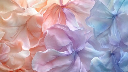 Fototapeta premium A close-up of soft, pastel-colored petals unfolding in the early morning light, symbolizing renewal and growth during the spring equinox