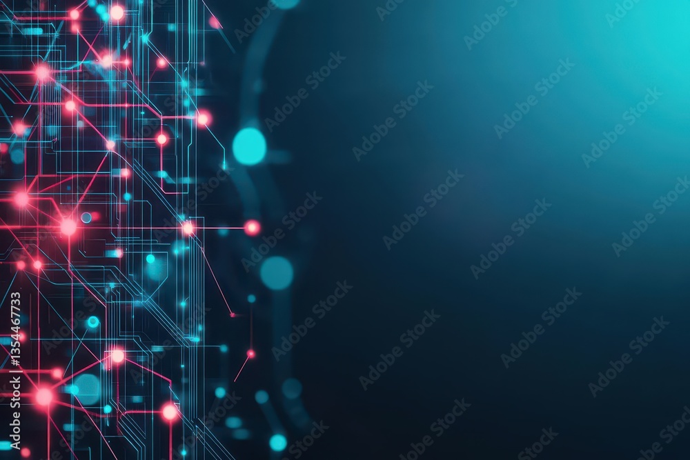 Poster Abstract circuit cyberspace design created with Generative Ai technology
