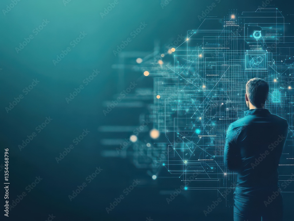 Aufkleber abstract diagram hud drawing connection concept and internet