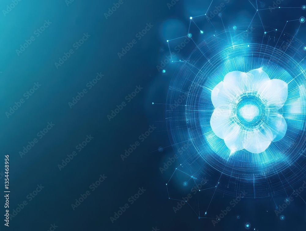 Aufkleber abstract digital art with a blue and white circular design on a dark background