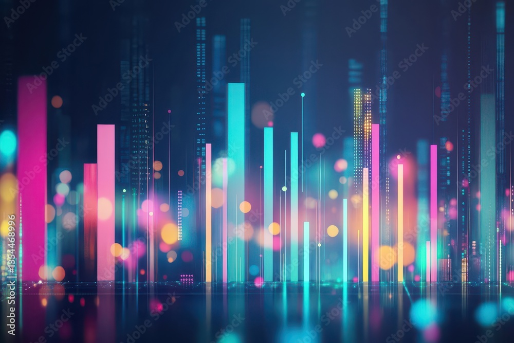 Poster Abstract digital background with colorful bars and lights