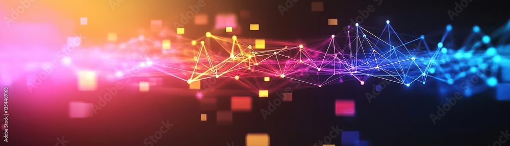Poster Abstract Digital, Communication And Technology Network Science Background Loop Animation 4K 3D polygonal connecting dots and lines Global network connection Connection and web