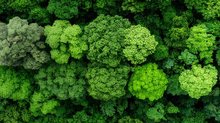 Fototapeta premium Aerial View of Lush Green Forest Canopy Showing Dense Foliage and Nature