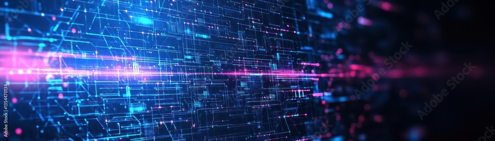 Poster Abstract futuristic background Data Transfer technology concept Futuristic cyberspace background Generative AI