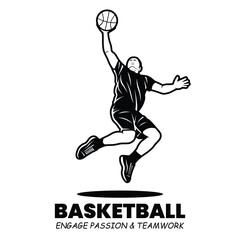 Black and White Basketball Game Illustration Vector