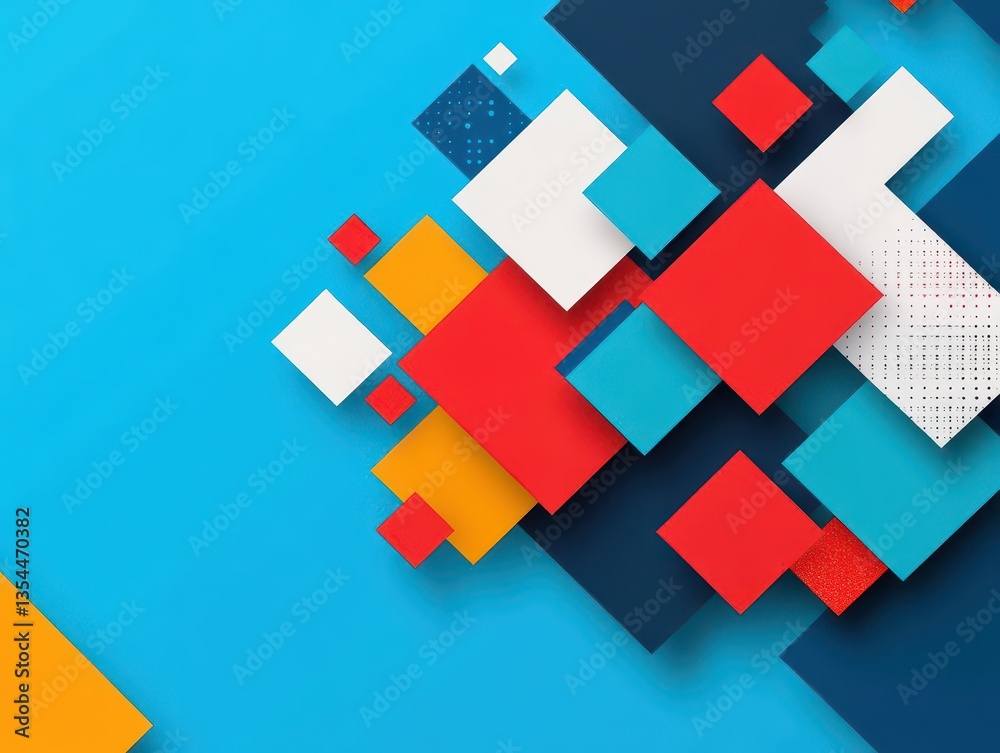 Poster abstract geometric shapes in vibrant colors creating a modern and dynamic visual composition