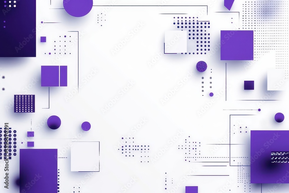 Aufkleber Abstract geometric shapes and patterns in purple and white color scheme with modern design elements This abstract illustration features geometric shapes and patterns of purple whit