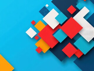 Obraz premium Abstract geometric shapes in vibrant colors creating a modern and dynamic visual composition