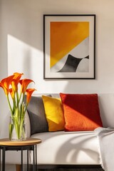 Modern living room with vibrant decor