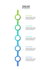 5 Elements placed in vertical row. Concept of 5 successive steps of project development process. Flat infographic design template. Simple vector illustration for business analytics.