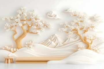 Floral Asian Scene, Empty Display