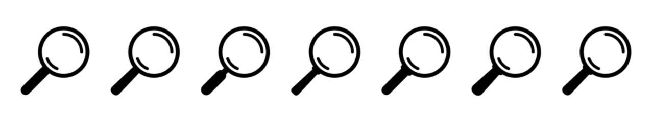 Magnifying glass icon, magnifier icons set. Loupe icon.