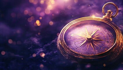 Antique compass on dark background