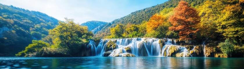 Obraz premium Amazing Krka National Park with majestic waterfalls, Sibenik, Dalmatia, Croatia