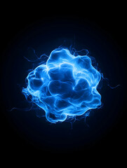 Glowing blue energy orb, abstract cosmic nebula, swirling plasma