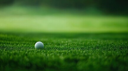 Golf ball on a lush green fairway