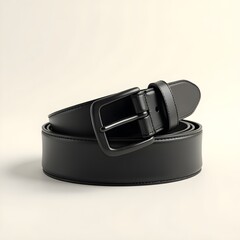 Classic Black Leather Belt with Sleek Metal Buckle