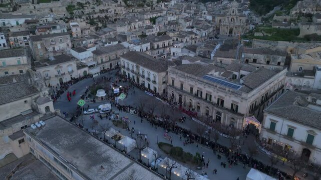 sk curving back aerial view of Cavalcata in Scicli Sicily