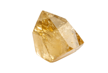 Gold crystal isolated on white background PNG, transparent cutout image