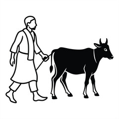 Silhouettes of farm animals including cow calf and goat