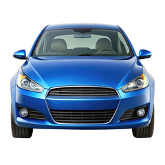 blue car isolated on transparent white background, clipping path