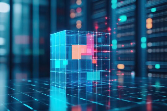 An example of the structure of relational database tables for storing data for analysis and server room background Concept of data warehouse