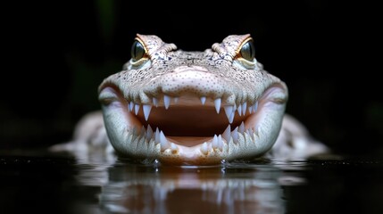 Obraz premium Close-up of a young crocodile with open mouth