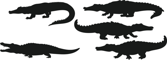 Naklejka premium Simple Black Silhouette Crocodiles