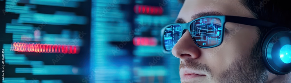 Leinwandbilder Analyzing data patterns digital workspace portrait hightech environment closeup technology insights