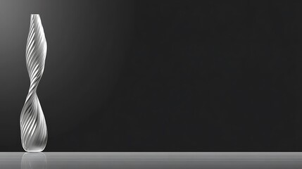 Elegant, spiraled glass vase on dark background.