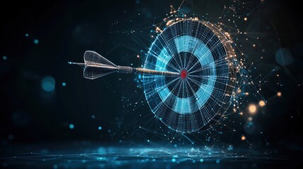 Dart hitting target, digital art