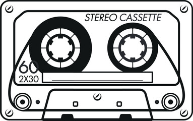 Antique radio play cassette vector illustration