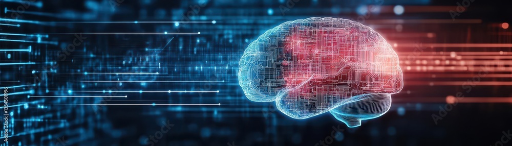 Poster Artificial Intelligence brain and modern technology background