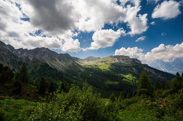 Obraz premium nature sceneries along the Monzoni Valley, Dolomites, Val di Fassa, Italy