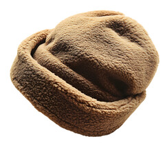 Cozy Fleece Lined Brown Hat Isolated on Transparent Background