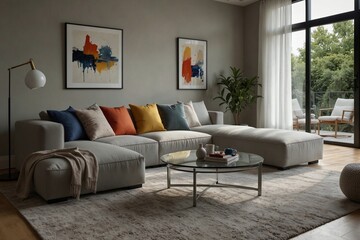 Modern Living Room with Stylish Sectional Sofa and Natural Light
